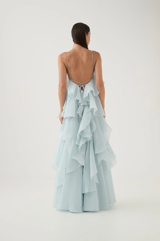 Halo Livora Ruffled Maxi Dress | Halterneck | Layered Chiffon