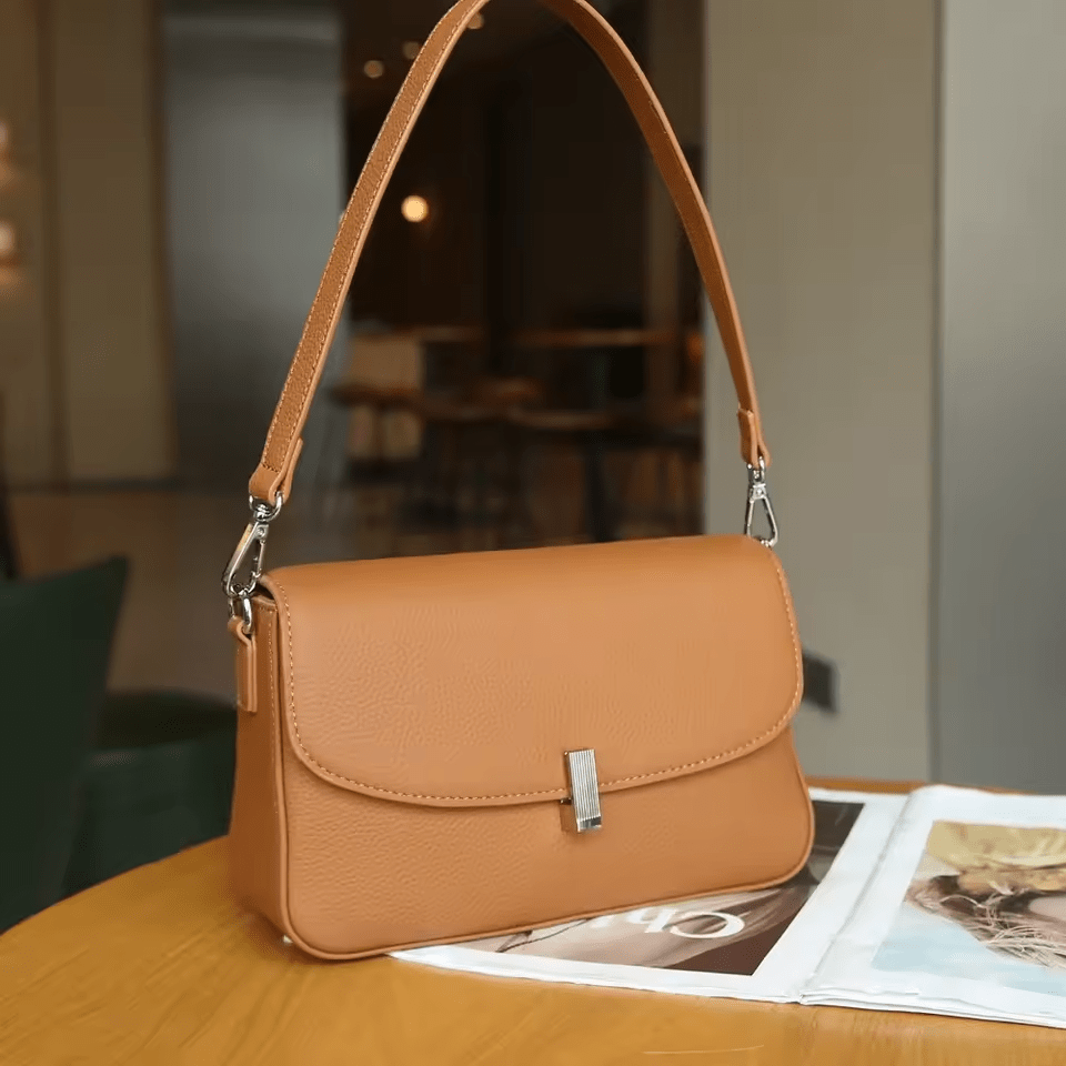 Forma Leather Shoulder Bag | Small Square Underarm, Cowhide, Zip Closure
