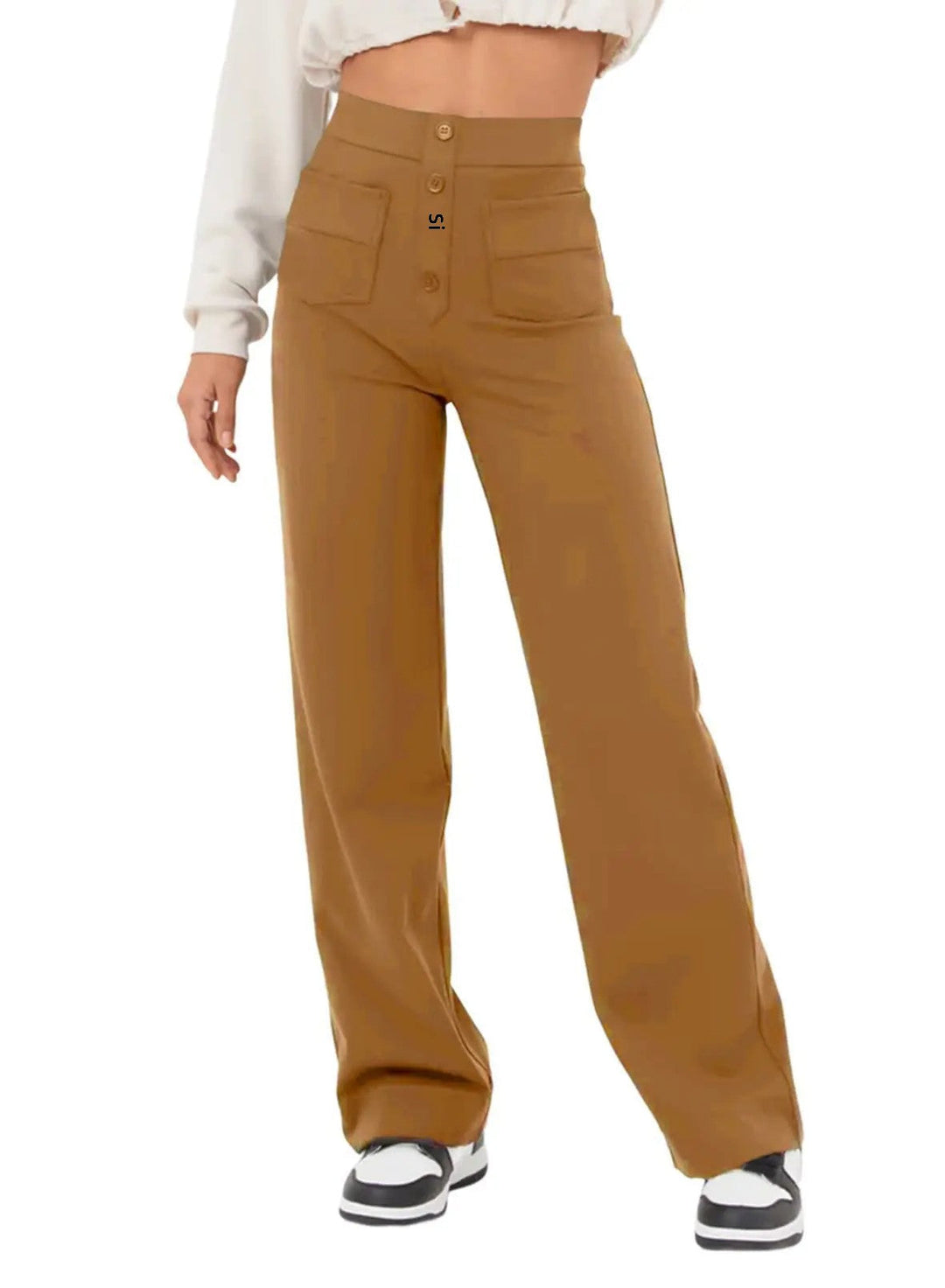 Core Line High-Waist Wide-Leg Trousers with Pocket Detailing