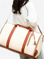 Load image into Gallery viewer, Haven Weekender Duffel Bag | Cream and Tan Travel Holdall