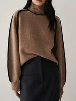 Load image into Gallery viewer, Wool Blend Turtleneck Sweater | Contrast Trim | Relaxed Fit