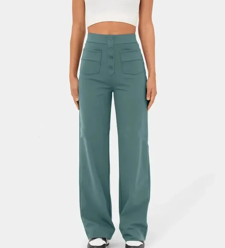 Core Line High-Waist Wide-Leg Trousers with Pocket Detailing