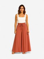 Load image into Gallery viewer, Black A-Line Maxi Skirt | Elastic Waist with Drawstring
