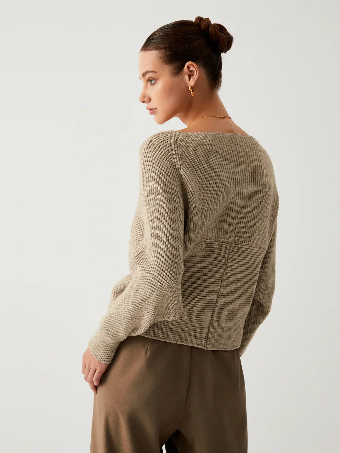 Cross-Over V-Neck Sweater | Draped Front | Slim Fit