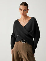 Load image into Gallery viewer, Cross-Over V-Neck Sweater | Draped Front | Slim Fit