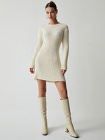 Load image into Gallery viewer, Core Line Ribbed Knit Sweater Dress | Long Sleeve | Slim Fit Mini