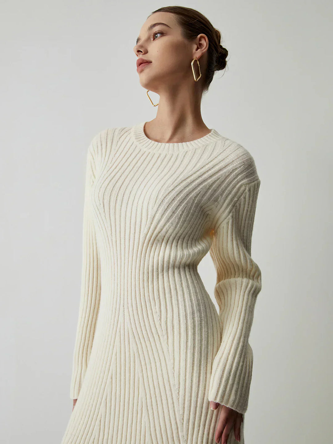 Core Line Ribbed Knit Sweater Dress | Long Sleeve | Slim Fit Mini