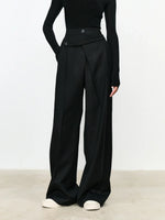 Load image into Gallery viewer, Asymmetric Layer Straight Leg Dress Trousers | Modern Button Detail
