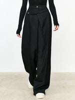 Load image into Gallery viewer, Asymmetric Layer Straight Leg Dress Trousers | Modern Button Detail