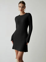 Load image into Gallery viewer, Core Line Ribbed Knit Sweater Dress | Long Sleeve | Slim Fit Mini