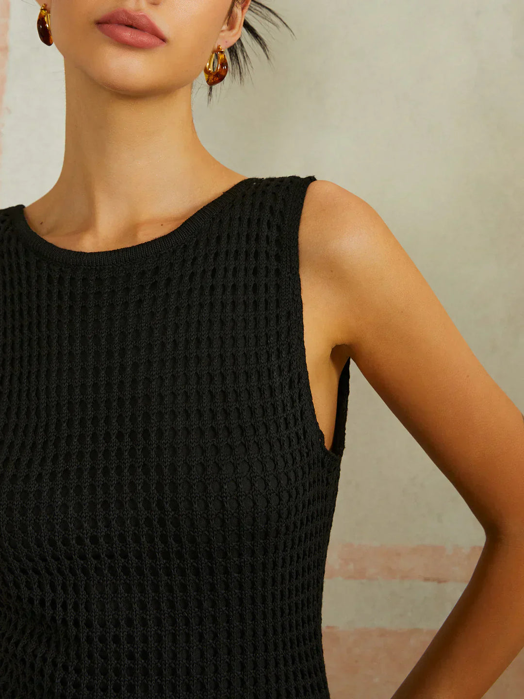 Nocten Sleeveless Knit Dress | Backless Detail | Side Slit