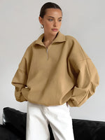 Load image into Gallery viewer, Core Line Lapel Zipper Pullover Sweatshirt | Relaxed Fit | Autumn Winter