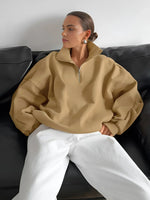 Load image into Gallery viewer, Core Line Lapel Zipper Pullover Sweatshirt | Relaxed Fit | Autumn Winter