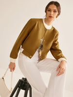 Load image into Gallery viewer, Contrast-Trim Cropped Jacket | Minimalist Design | Everyday Elegance