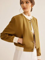 Load image into Gallery viewer, Contrast-Trim Cropped Jacket | Minimalist Design | Everyday Elegance