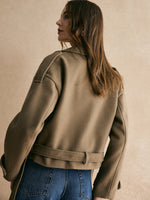 Load image into Gallery viewer, Cropped Wool-Blend Jacket | Structured Lapel | Modern Camel Style