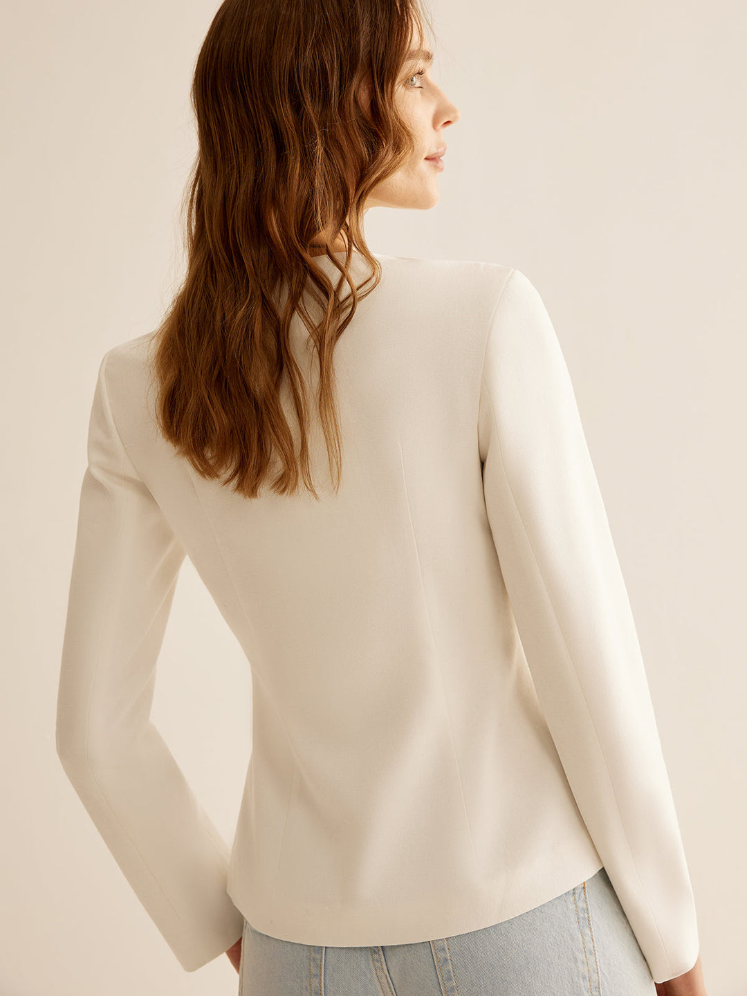 V-Neck Fitted Blazer | Gold Button Detail | Sculpted Silhouette