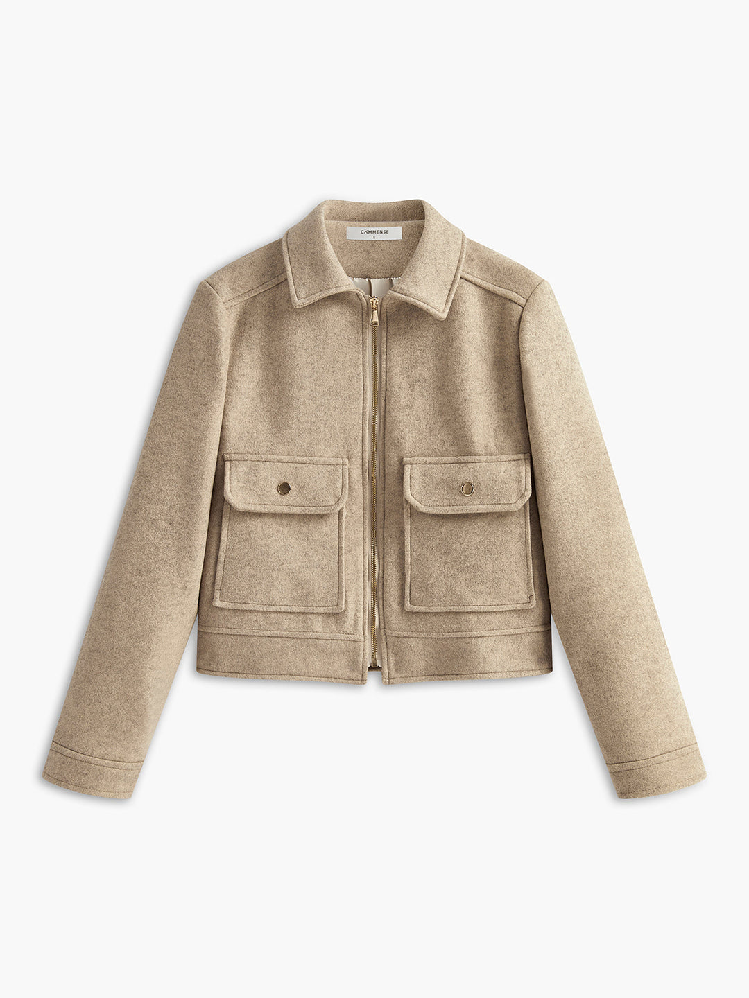 Wool Blend Short Jacket | Structured Fit | Zip Front