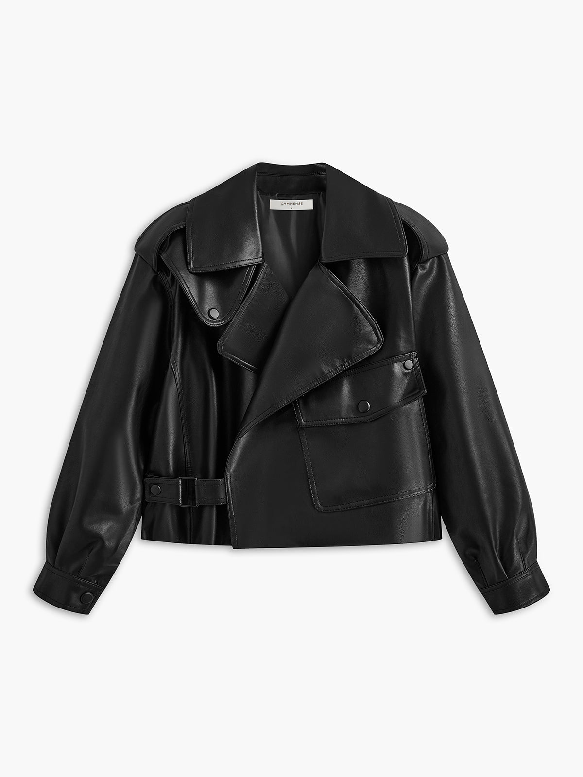 Forma Cropped Leather Jacket | Oversized Lapel | Structured Silhouette