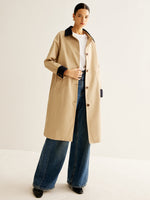 Load image into Gallery viewer, Single Breasted Trench Coat | Contrast Collar | Mid-Length