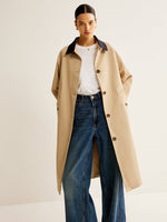 Load image into Gallery viewer, Single Breasted Trench Coat | Contrast Collar | Mid-Length
