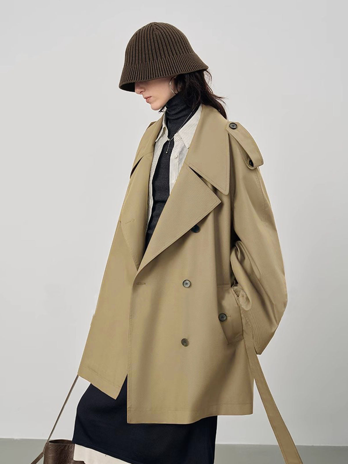 Oversized Double Breasted Trench Coat | Relaxed Fit | Belted