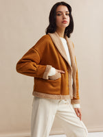 Load image into Gallery viewer, Core Line Camel Contrast Jacket | Fold Collar | Soft Textured Finish