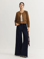 Load image into Gallery viewer, Core Line Cropped Button Jacket | Minimalist Silhouette | Round Neck