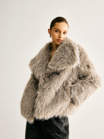 Load image into Gallery viewer, Faux Fur Short Jacket | Oversized Collar | Winter Statement Style