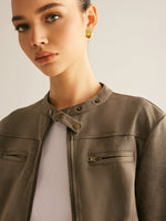 Load image into Gallery viewer, Cropped Suede-Effect Jacket | Minimalist Moto Style