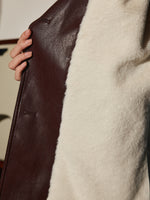 Load image into Gallery viewer, Forma Faux Leather Aviator Coat | Shearling Lining | Belted Waist