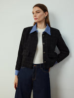 Load image into Gallery viewer, Short Tweed Jacket | Contrast Collar | Classic Silhouette