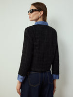 Load image into Gallery viewer, Short Tweed Jacket | Contrast Collar | Classic Silhouette