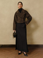 Load image into Gallery viewer, Forma Wool Blend Cropped Coat | Oversized Lapel | Sculpted Silhouette