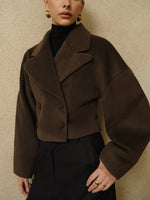 Load image into Gallery viewer, Forma Wool Blend Cropped Coat | Oversized Lapel | Sculpted Silhouette
