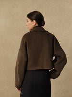 Load image into Gallery viewer, Forma Wool Blend Cropped Coat | Oversized Lapel | Sculpted Silhouette