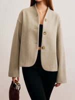 Load image into Gallery viewer, Short Wool Blend Jacket | V-Neck | Minimalist Silhouette