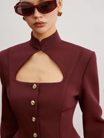 Load image into Gallery viewer, Structured Cut-Out Blazer | Stand Collar | Gold Button Detailing
