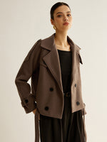 Load image into Gallery viewer, Double-Breasted Short Coat | Structured Silhouette | Refined Winter Style