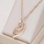 Load image into Gallery viewer, Leaf Filigree Pendant Necklace | Rose Gold Finish