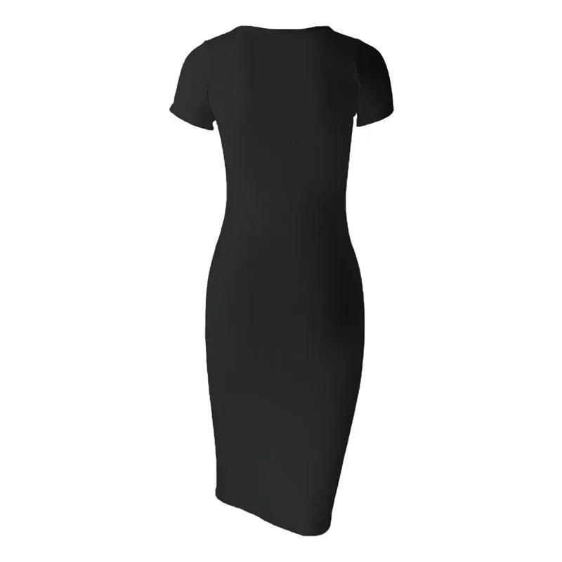 Core Line Cotton Midi Dress | Slim Fit | Short Sleeve