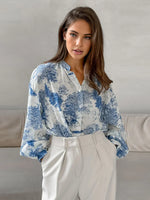 Load image into Gallery viewer, Printed Long-Sleeve Shirt | Stand Collar | Relaxed Fit