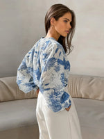 Load image into Gallery viewer, Printed Long-Sleeve Shirt | Stand Collar | Relaxed Fit