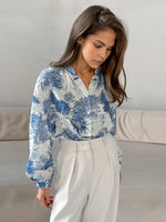 Load image into Gallery viewer, Printed Long-Sleeve Shirt | Stand Collar | Relaxed Fit