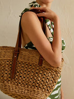 Load image into Gallery viewer, Haven Woven Straw Tote Bag | Basket Silhouette