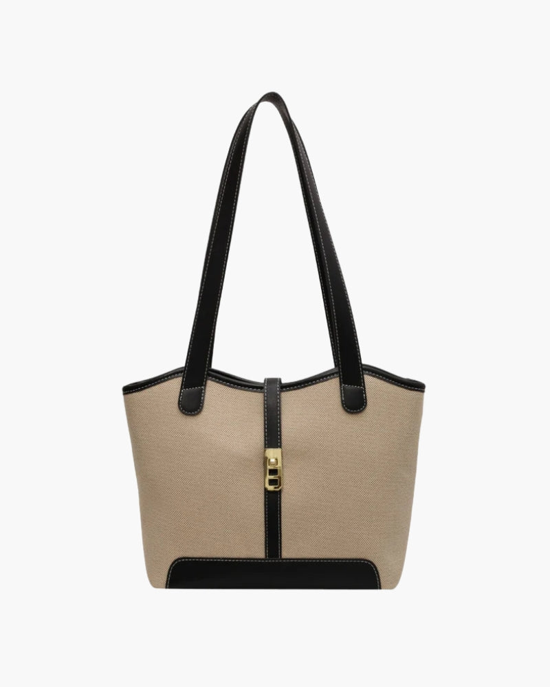 Haven Canvas Shoulder Tote | Contrast Trim, Turnlock Strap, Double Handles