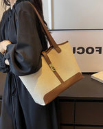 Load image into Gallery viewer, Haven Canvas Shoulder Tote | Contrast Trim, Turnlock Strap, Double Handles