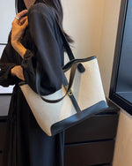 Load image into Gallery viewer, Haven Canvas Shoulder Tote | Contrast Trim, Turnlock Strap, Double Handles