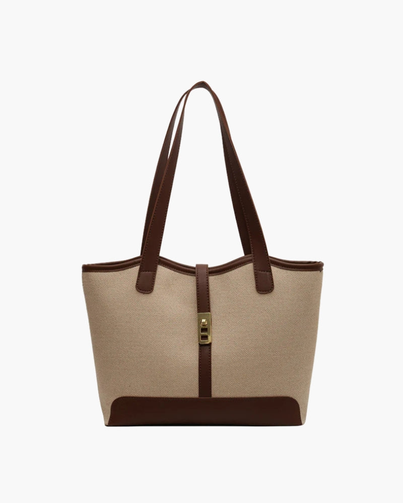 Haven Canvas Shoulder Tote | Contrast Trim, Turnlock Strap, Double Handles
