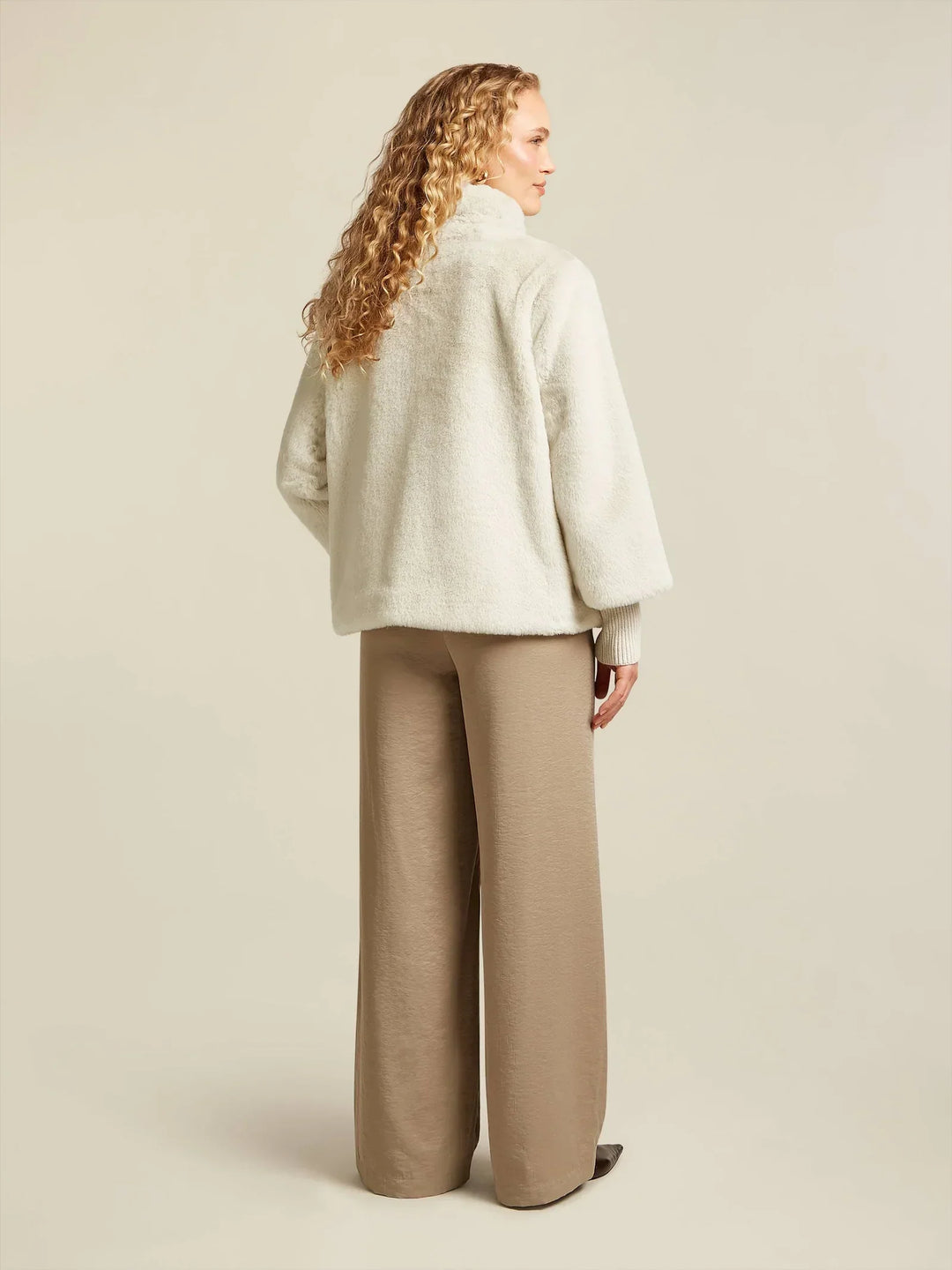 Faux Fur High Collar Coat | Soft Texture | Winter Warmth